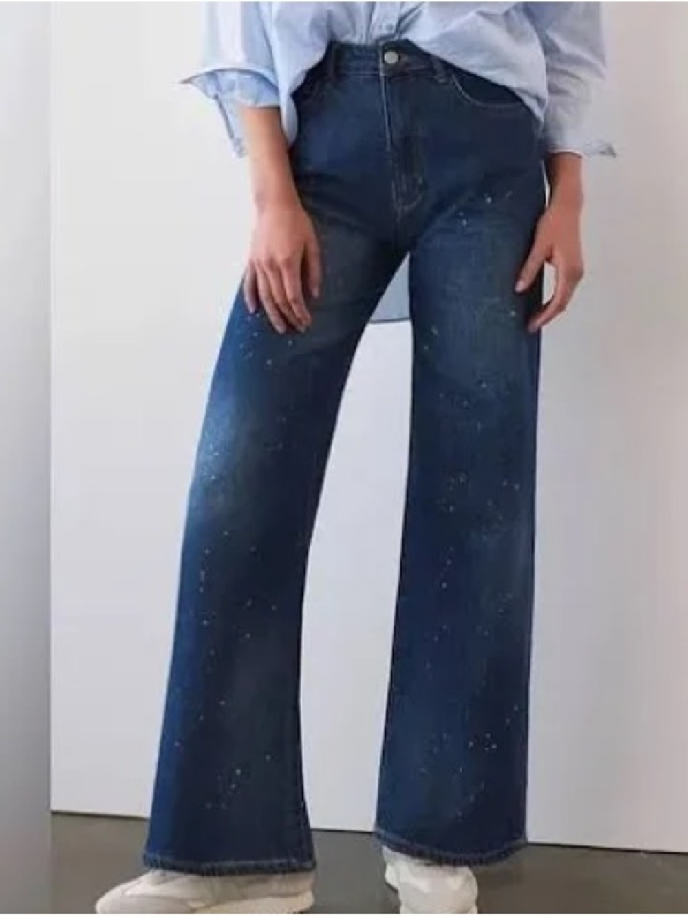 Anthropologie Pilcro Annie Wide Leg Denim Splatter Jeans